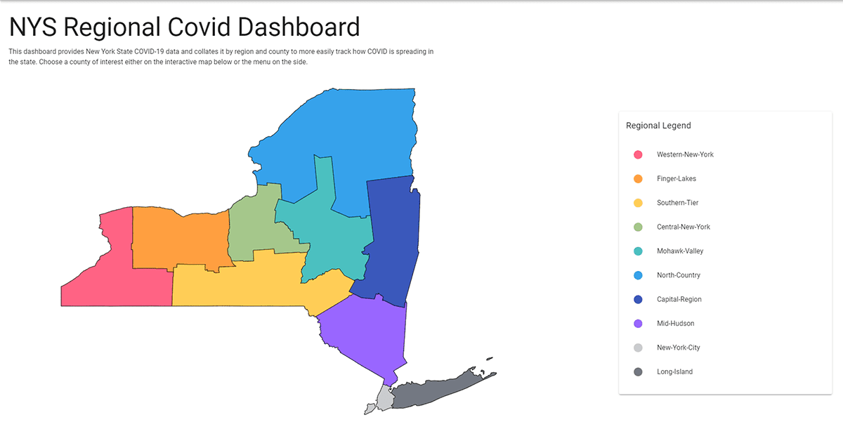 Fig. 3 - Interactive linked svg map of New York Regions